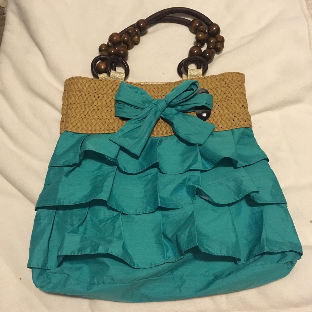 Teal Ruffle Skirt purse